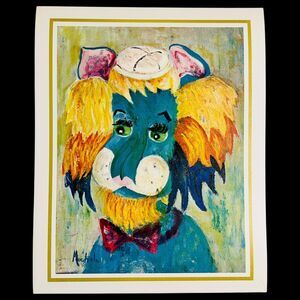 Vintage Lion Art Print Lithograph Michele Anthropomorphic Big Cat Retro 8" x 10"